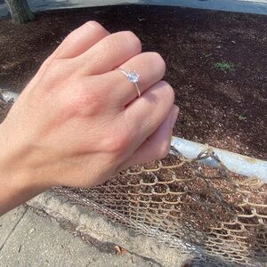 dainty solitaire faux diamond engagement promise ring silver 8 or 9